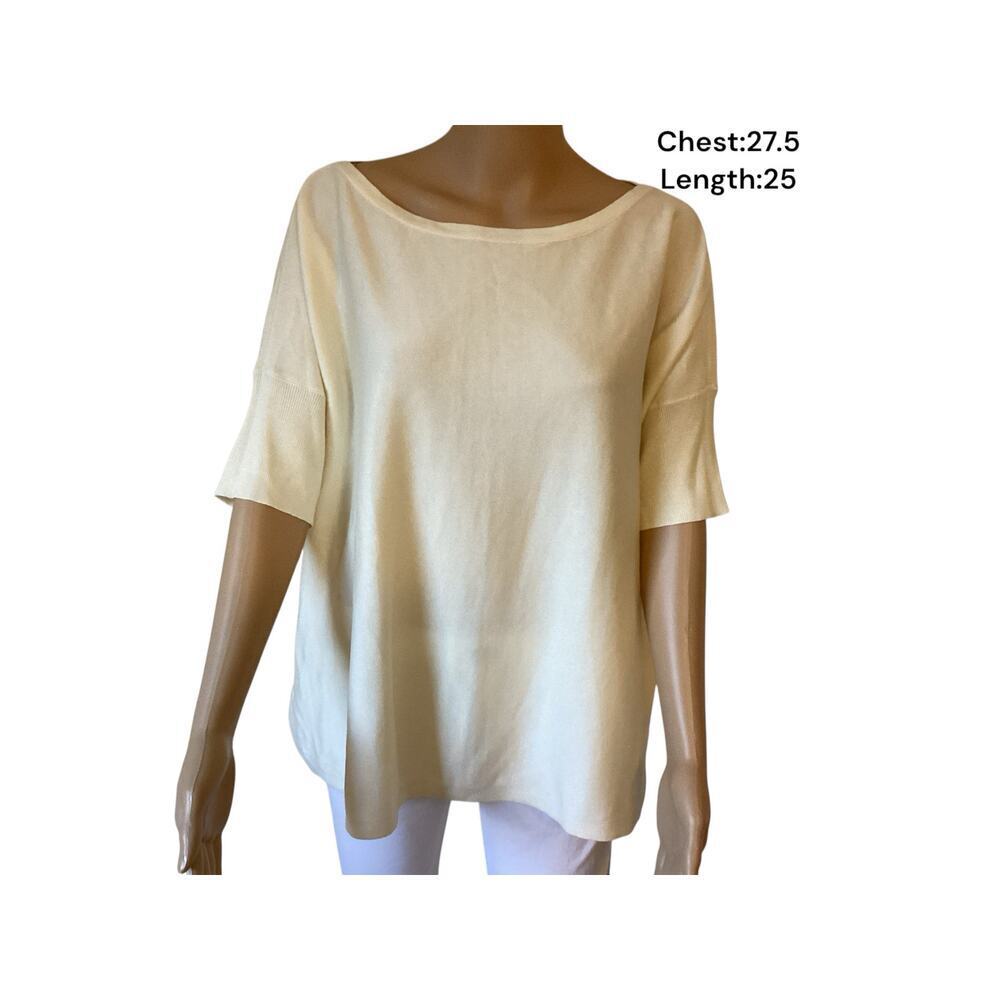 Lauren Ralph Lauren Oversized lagenlook Top beige Short Sleeve bateau neck L
